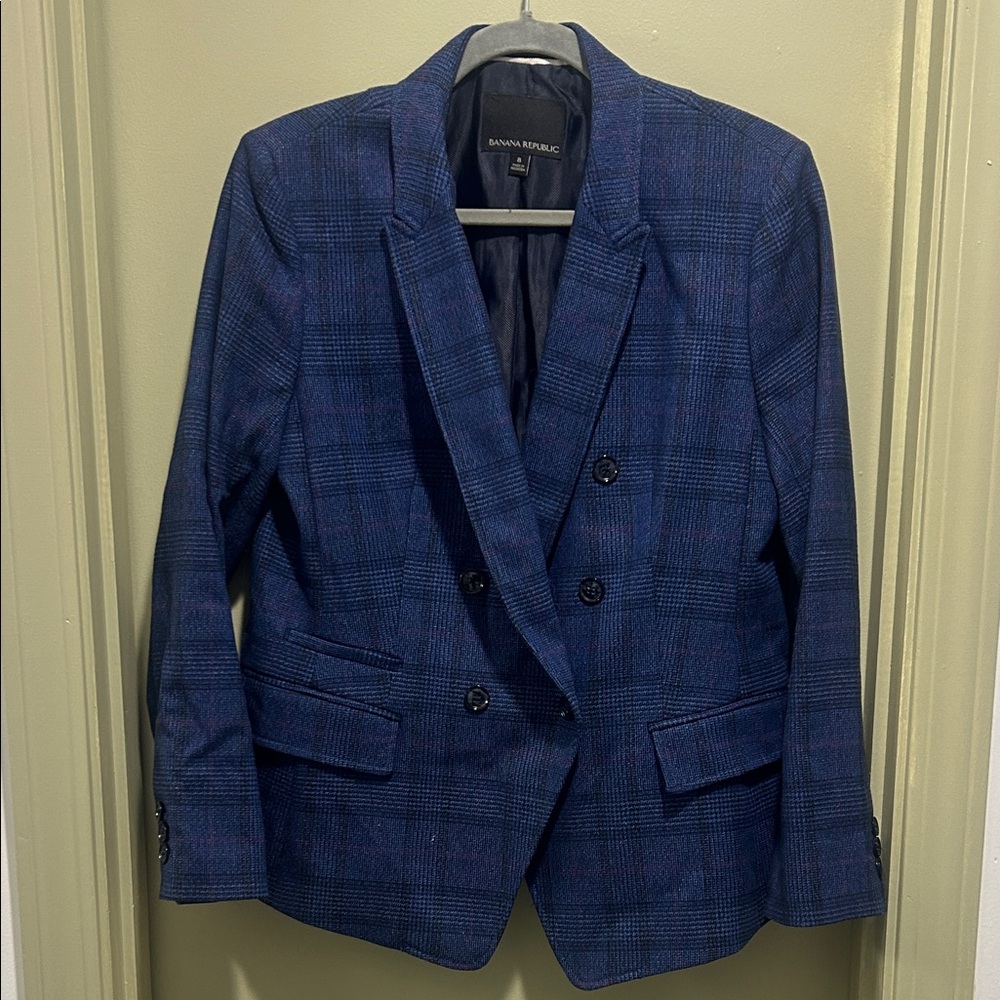 Banana Republic women's Navy Checkered Blazer